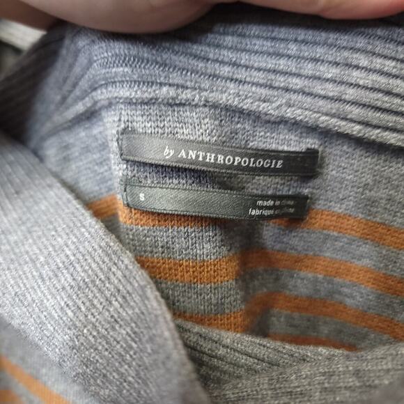 Anthropologie Elise Ribbed Tunic Size Small Gray Orange Stripe Off-the-Shoulder - Picture 8 of 9